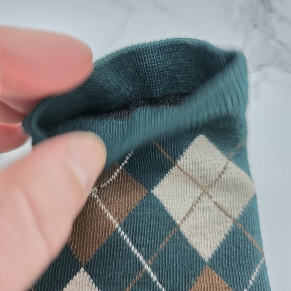 Bohemian | Argyle hunter green brown maximalist print preppy tube socks - Picture 3 of 7